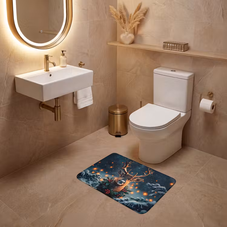 WC Vorleger - Hirsch - Weihnachten - Winter - Schnee - Weihnachtskranz — 4