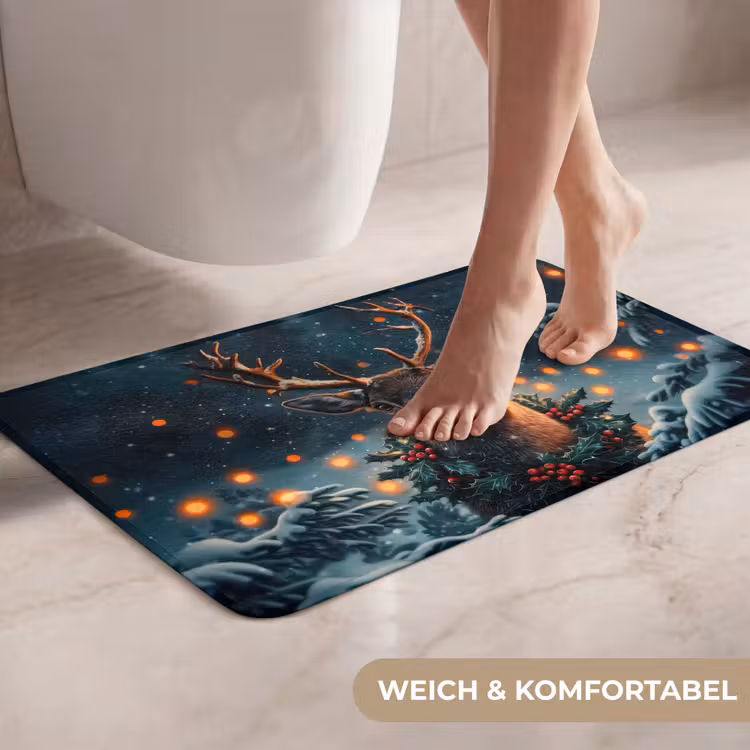 WC Vorleger - Hirsch - Weihnachten - Winter - Schnee - Weihnachtskranz — 7