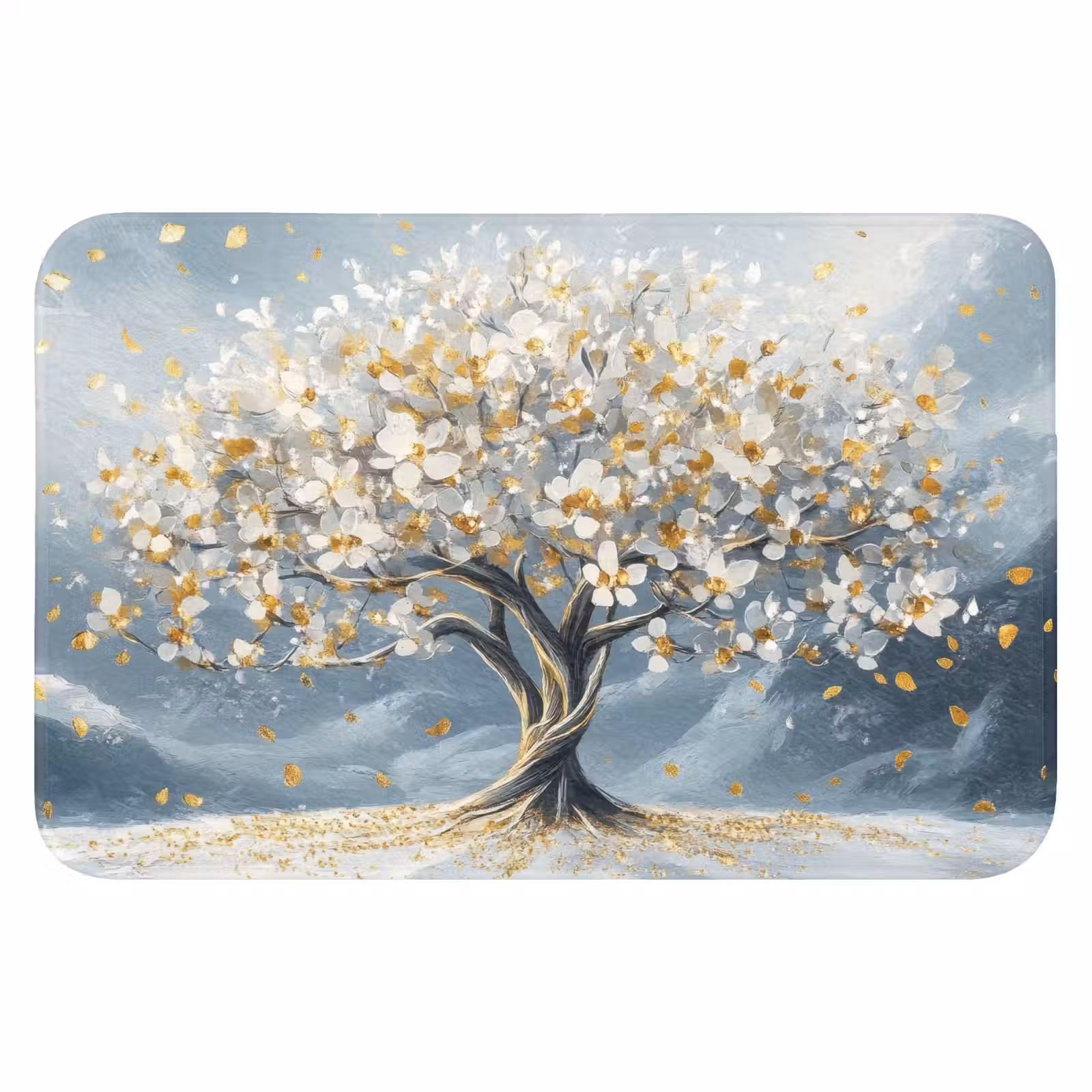 WC Vorleger - Baum - Winter - Baum des Lebens - Modern - Gold — 1