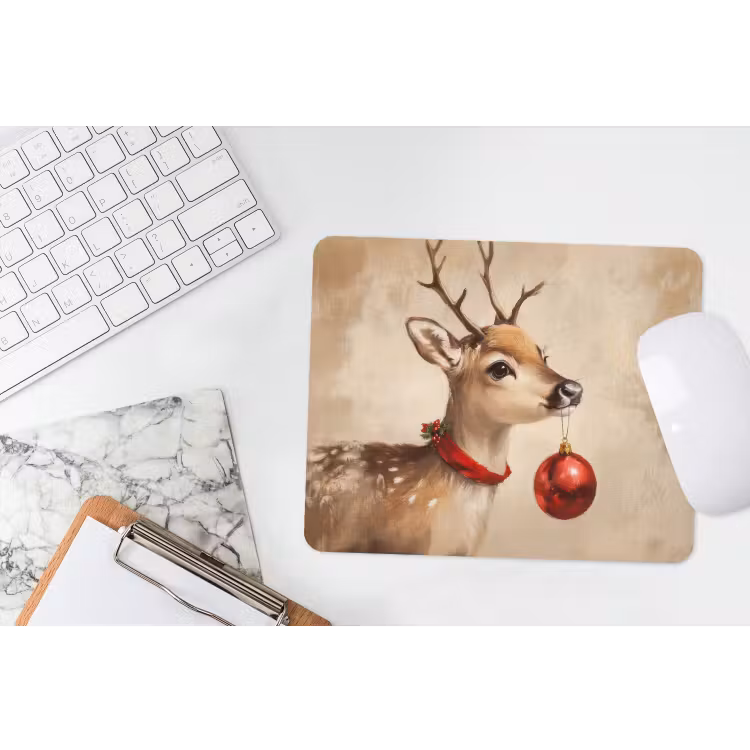 Mauspad - Weihnachten - Hirsch - Geweih - Weihnachtskugel - Rentier — 2