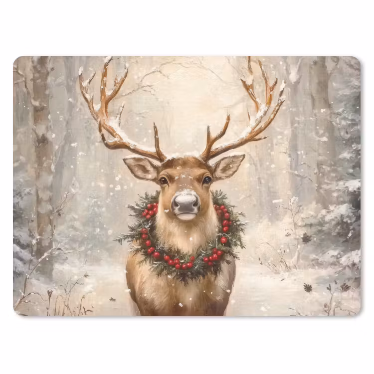 Mauspad - Weihnachten - Rentier - Winter - Kranz — 1