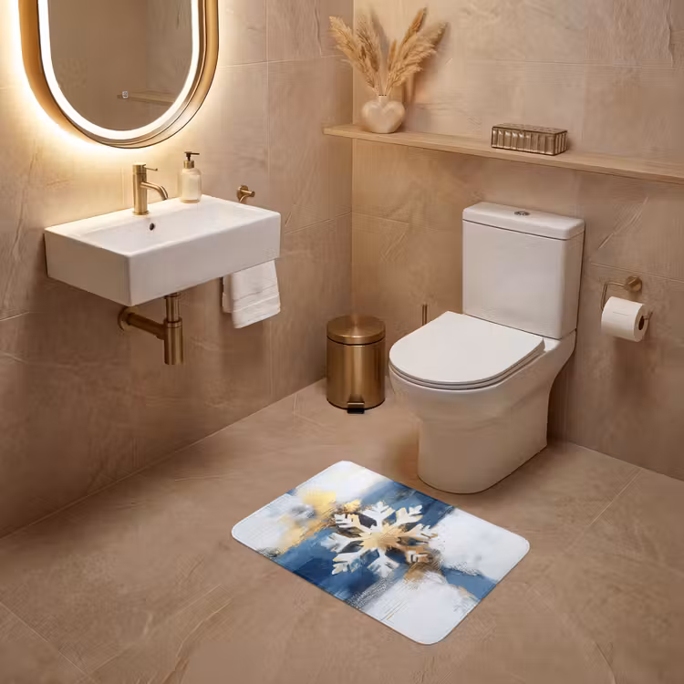 WC Vorleger - Abstrakt - Winter - Schneeflocke - Schnee - Gold — 4