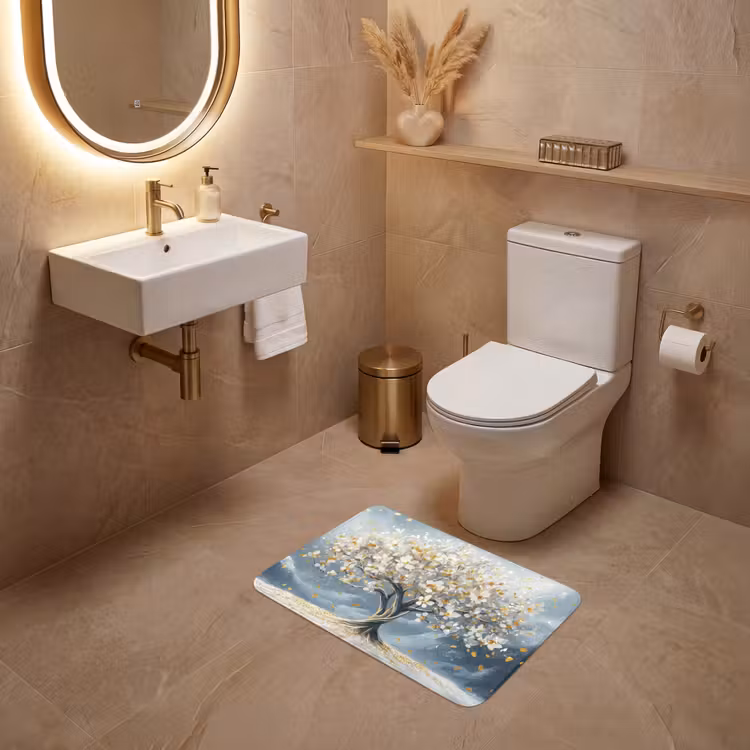 WC Vorleger - Baum - Winter - Baum des Lebens - Modern - Gold — 4