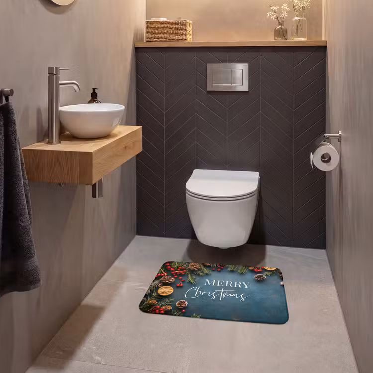 WC Vorleger - Frohe Weihnachten - Blau - Weihnachten - Winter — 2