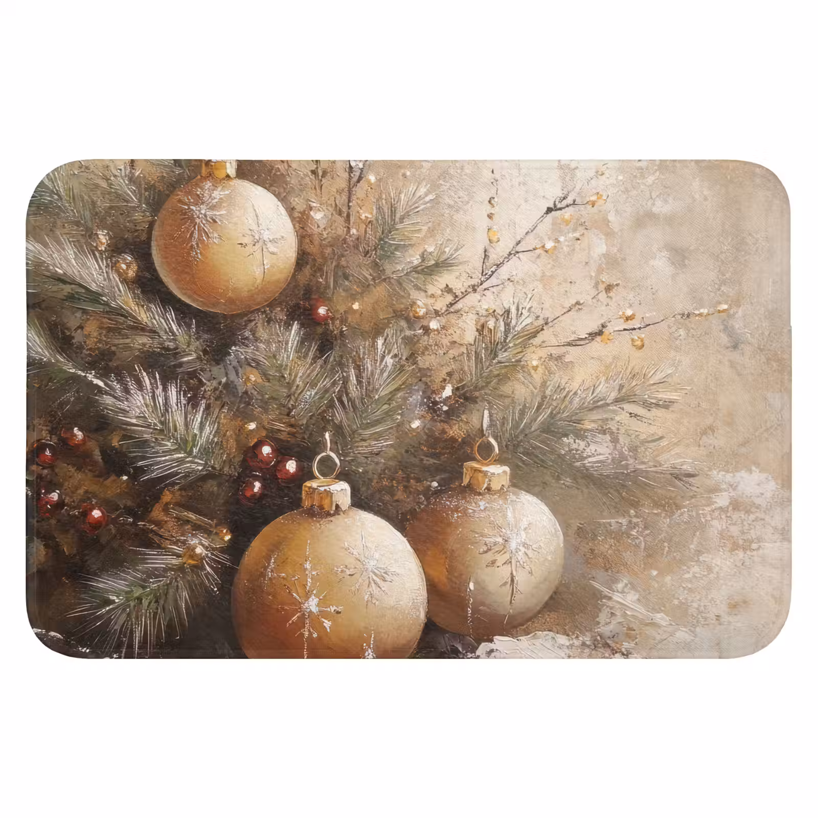 WC Vorleger - Weihnachten - Kugeln - Beige - Gold — 1