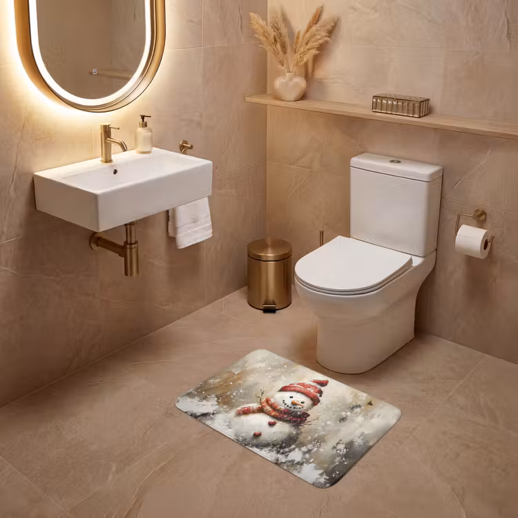 WC Vorleger - Schneemann - Winter - Schnee - Beige — 4