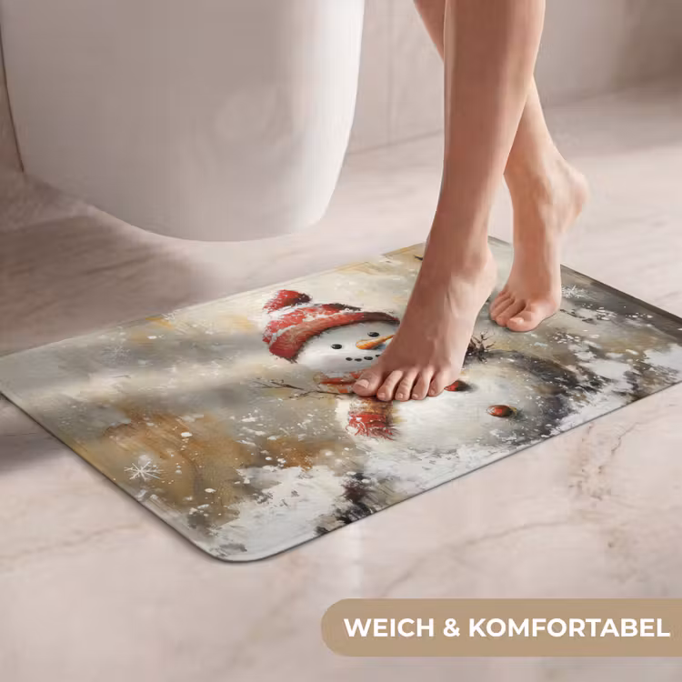 WC Vorleger - Schneemann - Winter - Schnee - Beige — 7