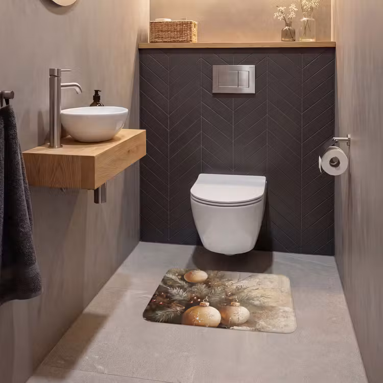WC Vorleger - Weihnachten - Kugeln - Beige - Gold — 2