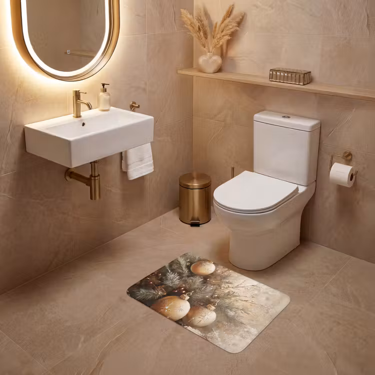 WC Vorleger - Weihnachten - Kugeln - Beige - Gold — 4