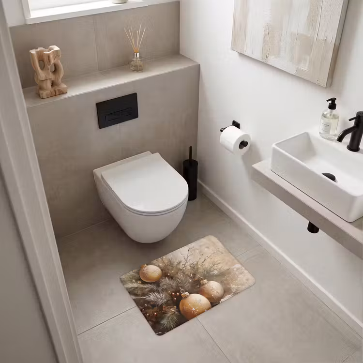 WC Vorleger - Weihnachten - Kugeln - Beige - Gold — 6