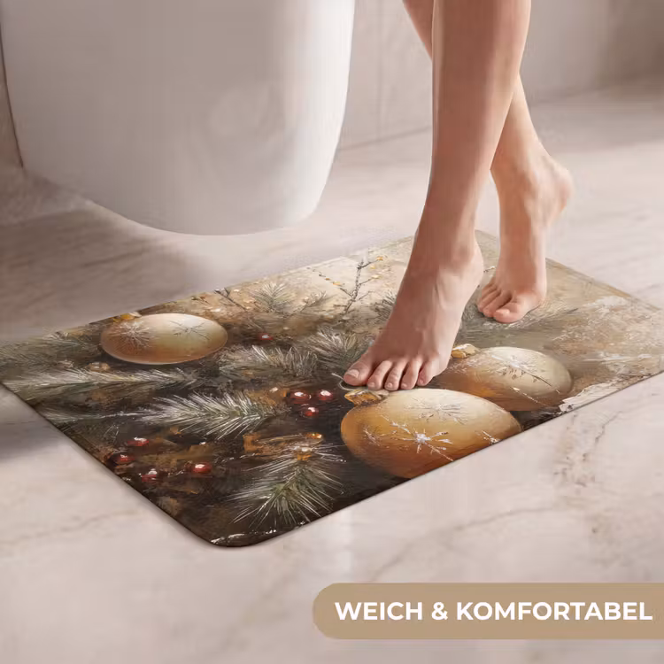 WC Vorleger - Weihnachten - Kugeln - Beige - Gold — 7