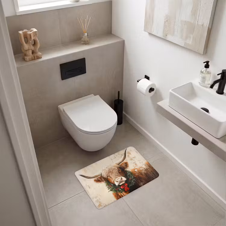 WC Vorleger - Weihnachten - Schottischer Highlander - Braun - Kranz — 6
