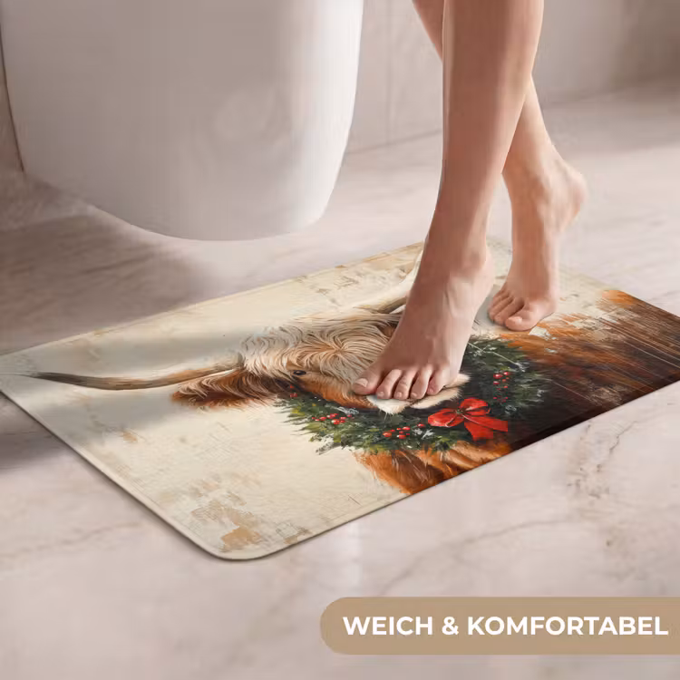 WC Vorleger - Weihnachten - Schottischer Highlander - Braun - Kranz — 7