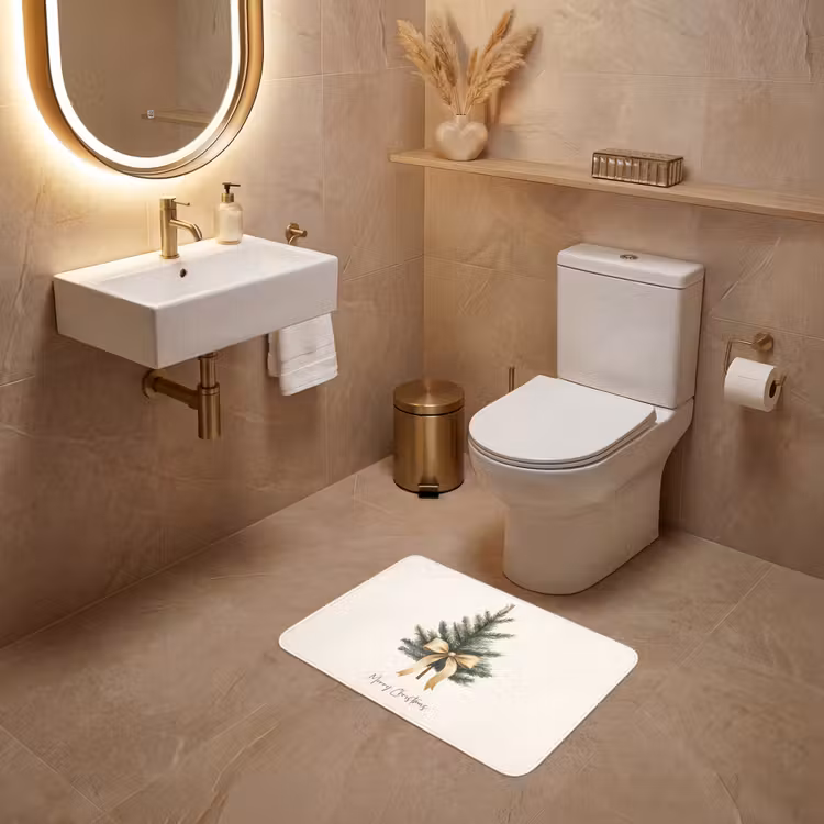 WC Vorleger - Weihnachtsbaum - Weihnachten - Frohe Weihnachten - Beige — 4