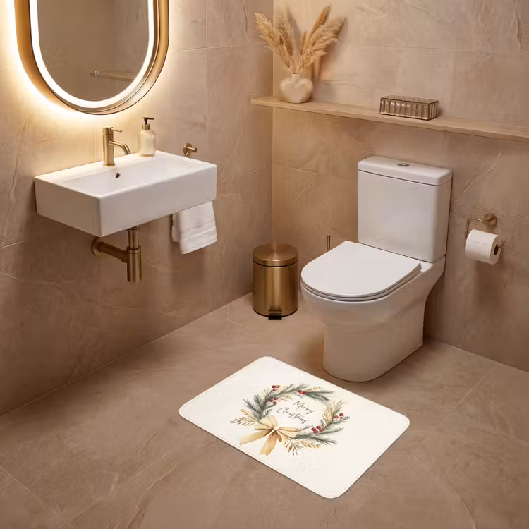 WC Vorleger - Weihnachtskranz - Weihnachten - Gold - Beige — 4