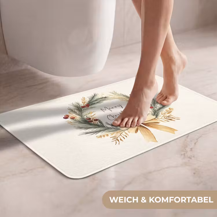 WC Vorleger - Weihnachtskranz - Weihnachten - Gold - Beige — 7