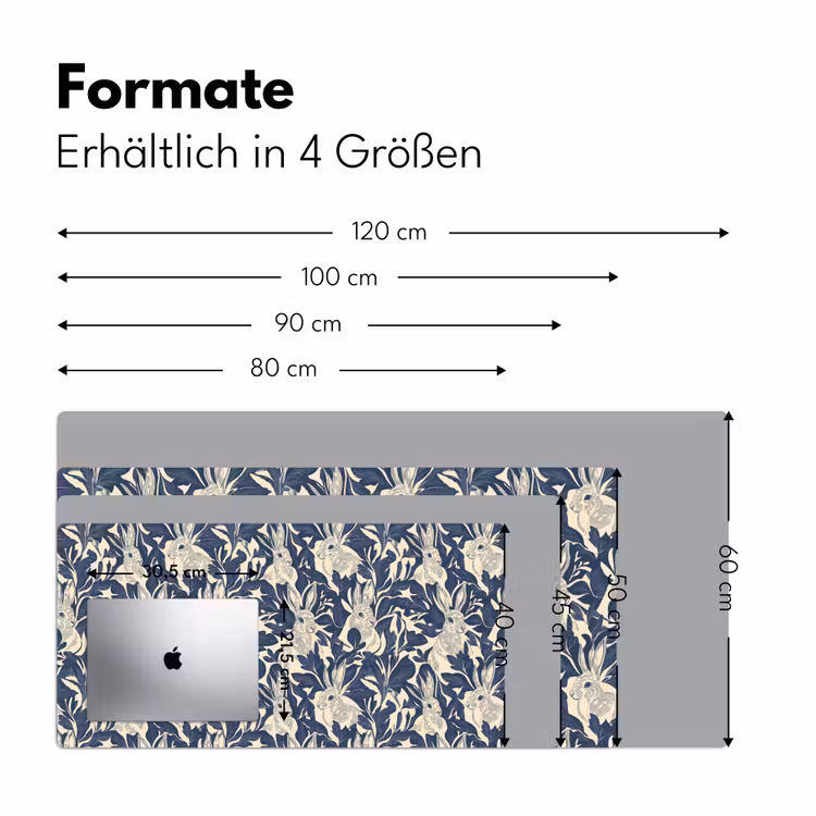 Schreibtischunterlage - Hasen - Blätter - Muster - Blau - Beige — 5