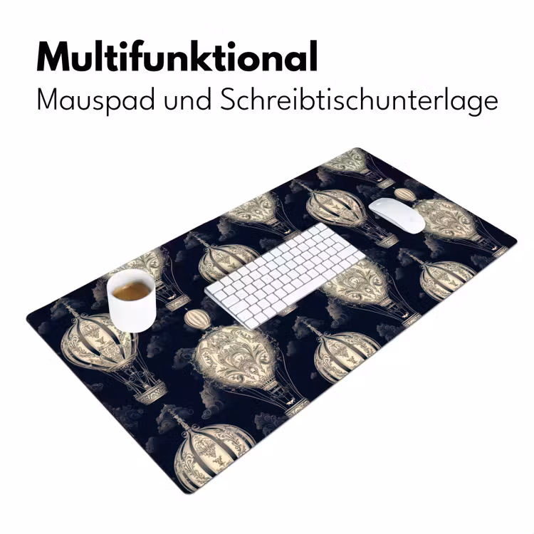 Schreibtischunterlage - Heißluftballons - Wolken - Muster - Dunkelblau — 4