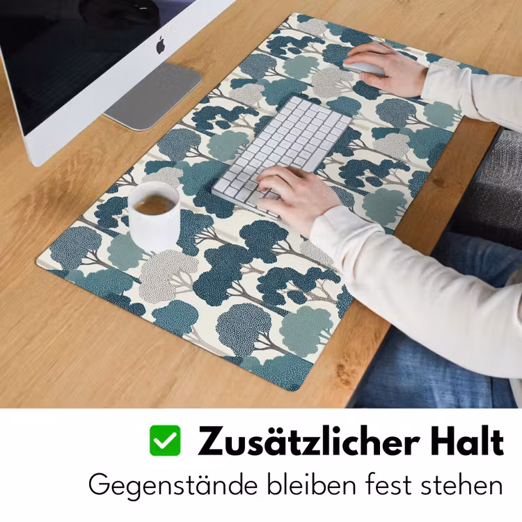 Schreibtischunterlage - Modern - Bäume - Wald - Muster - Blau — 3