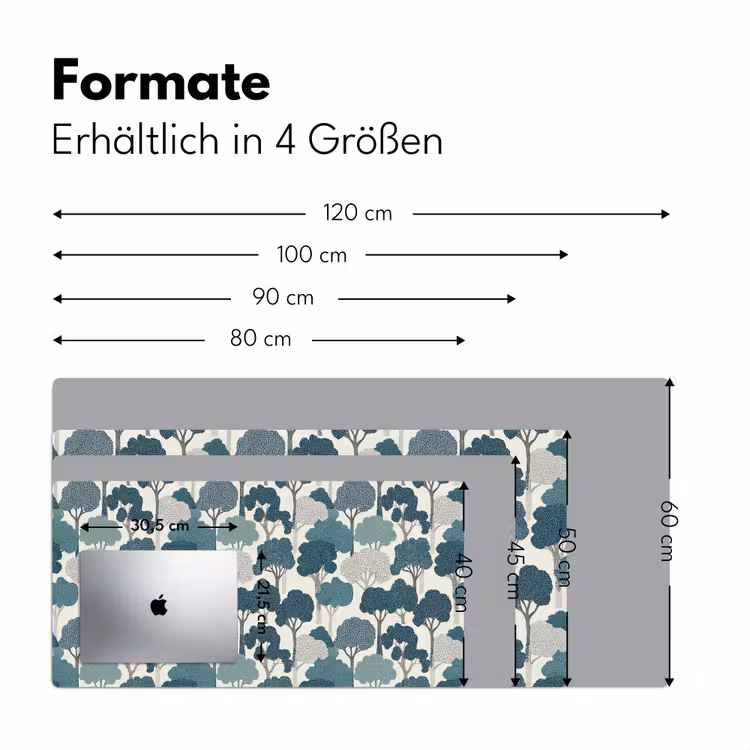 Schreibtischunterlage - Modern - Bäume - Wald - Muster - Blau — 5
