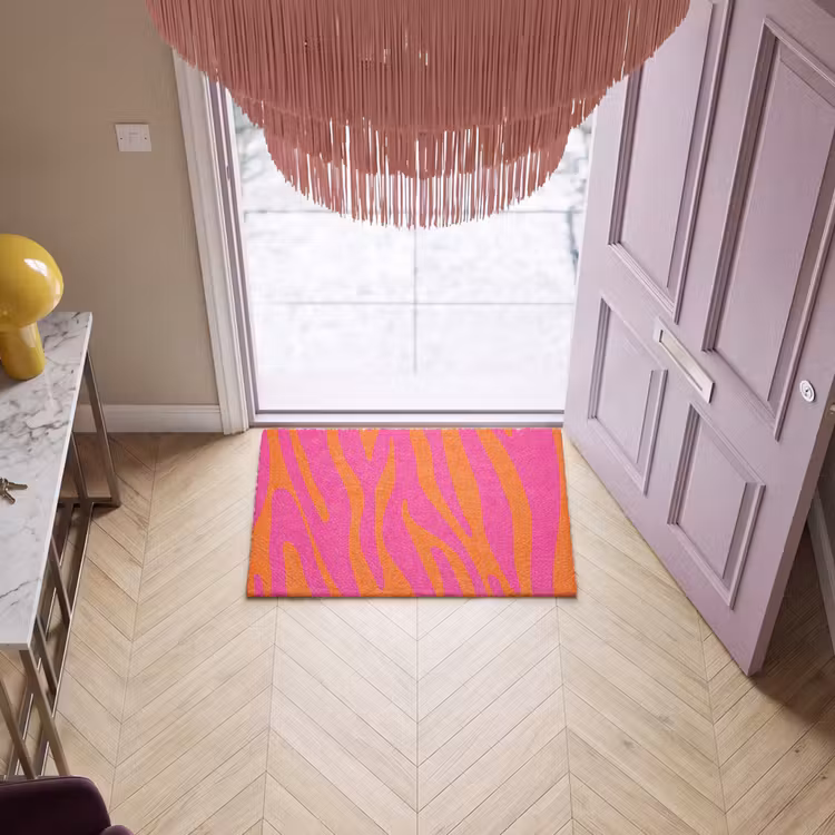 Fußmatte - Zebramuster - Rosa - Orange - Tiermuster — 4