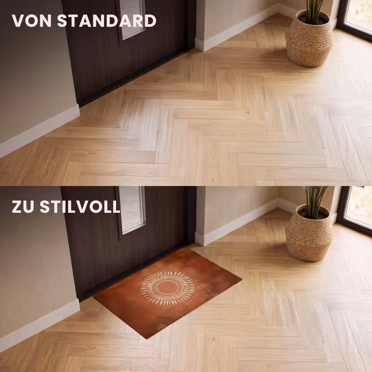 Fußmatte - Abstrakt - Linien - Sonnenstrahlen - Rötlichbraun — 3