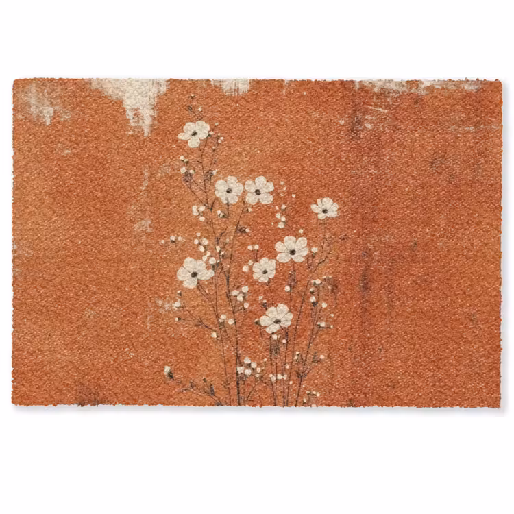 Fußmatte - Blumen - Weiß - Dezent - Rostfarbe — 1