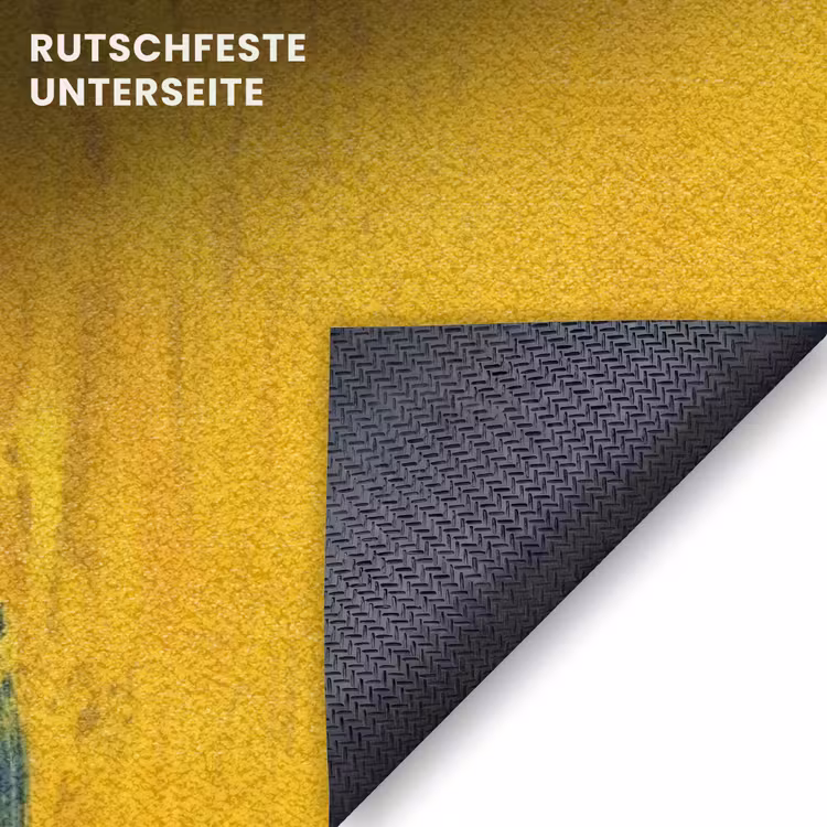 Fußmatte - Frida Kahlo - Frau - Gelb - Blau - Blumen — 6