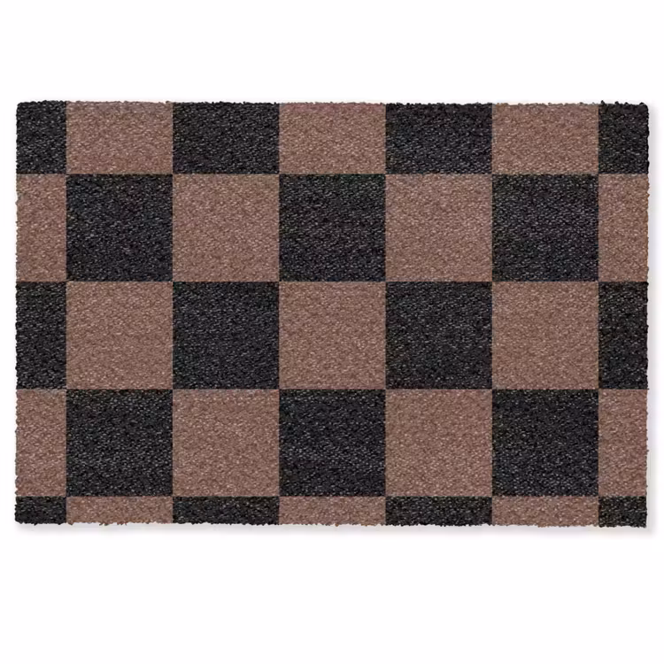 Fußmatte - Schachbrettmuster - Braun - Schwarz - Blöcke — 1