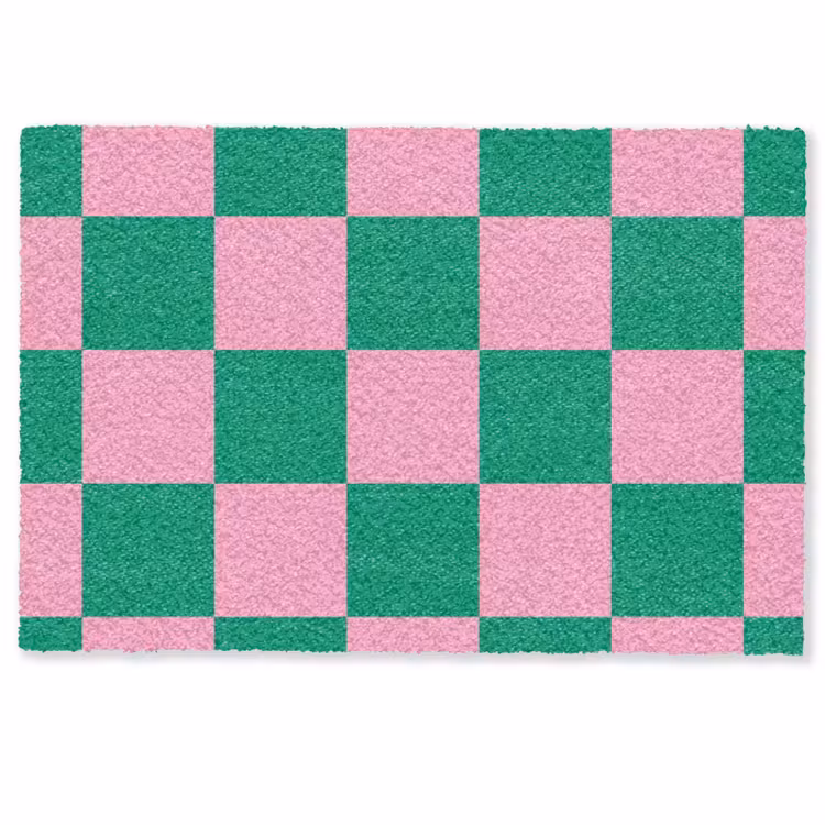 Fußmatte - Schachbrettmuster - Grün - Rosa - Würfel — 1