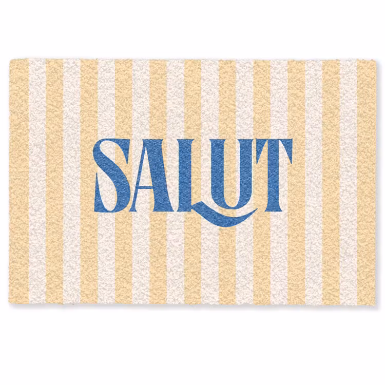 Fußmatte - Salut - Zitat - Streifen - Gelb - Blau - Weiß — 1
