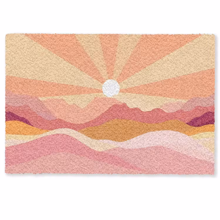 Fußmatte - Berge - Abstrakt - Sonnenstrahlen - Rosa — 1