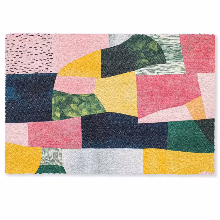 Fußmatte - Abstrakt - Rosa - Formen - Gelb — 1