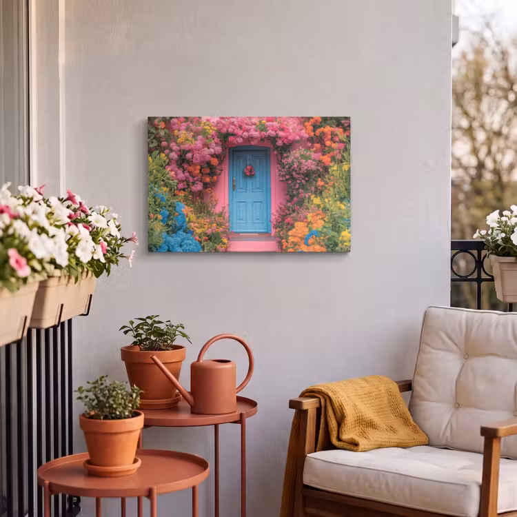 Outdoor Leinwand - Blumen - Tür - Rosa — 3