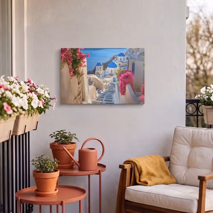 Outdoor Leinwand - Santorin - Blumen - Griechenland — 3