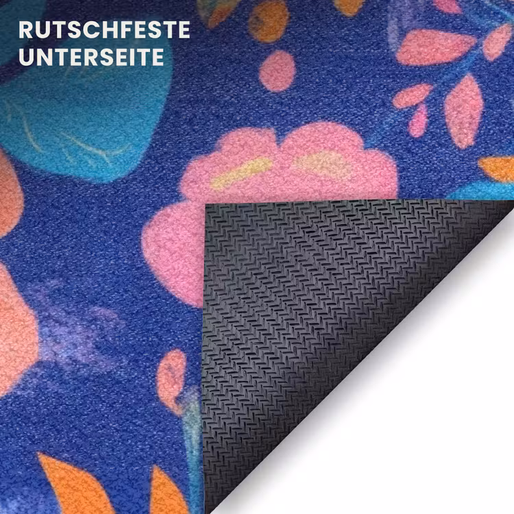 Fußmatte - Blumen - Blau - Rosa — 6