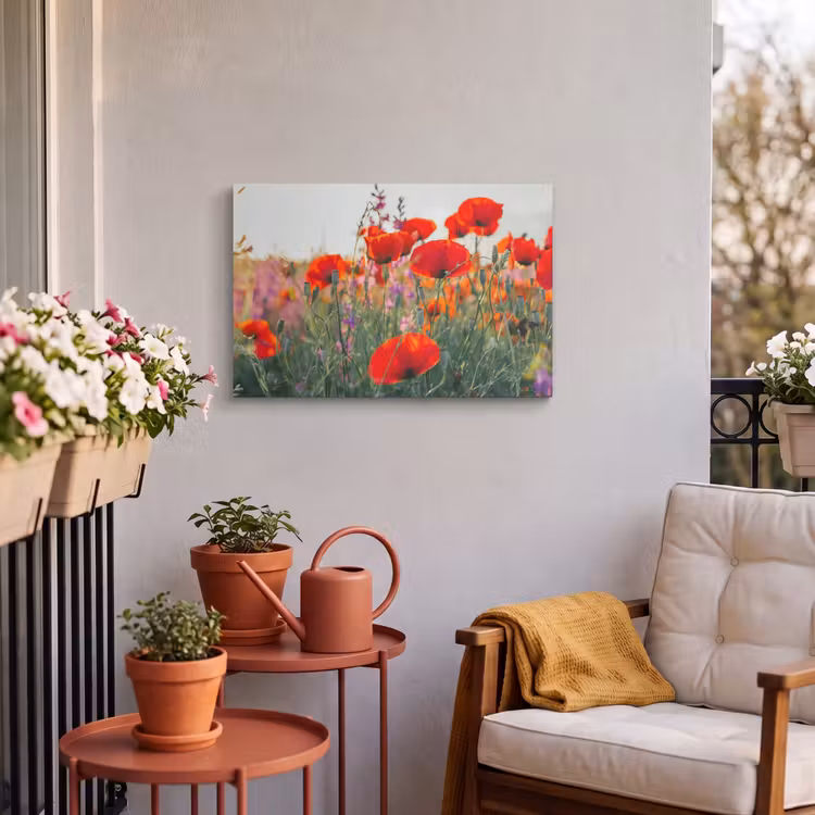 Outdoor Leinwand - Mohn - Blumen - Rot - Lila - Wiese — 3