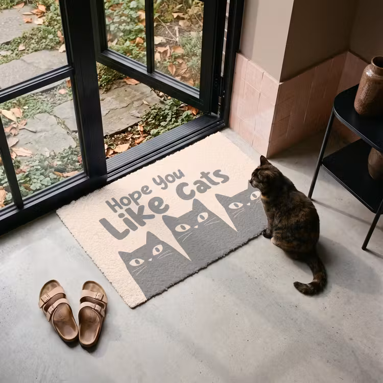 Fußmatte - Katzen - Zitat - Grau - Beige — 2
