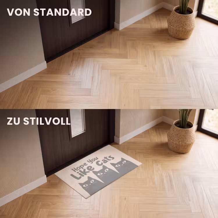 Fußmatte - Katzen - Zitat - Grau - Beige — 3