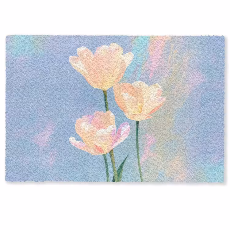 Fußmatte - Tulpen - Rosa Akzente - Blau — 1