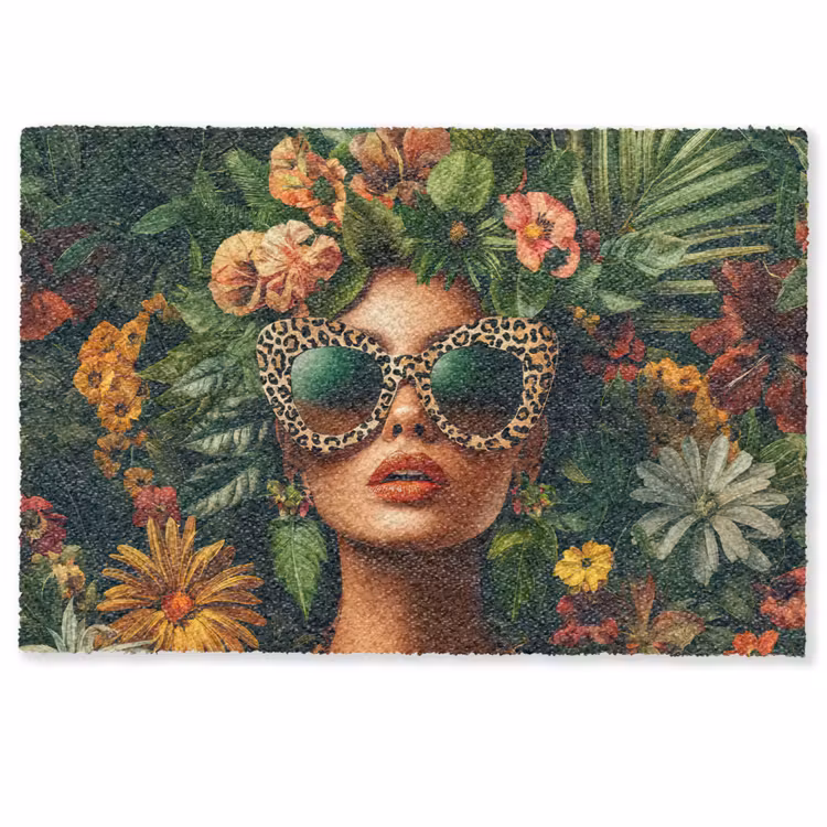 Fußmatte - Frau - Pantherdruck - Dschungel - Natur - Luxus — 1