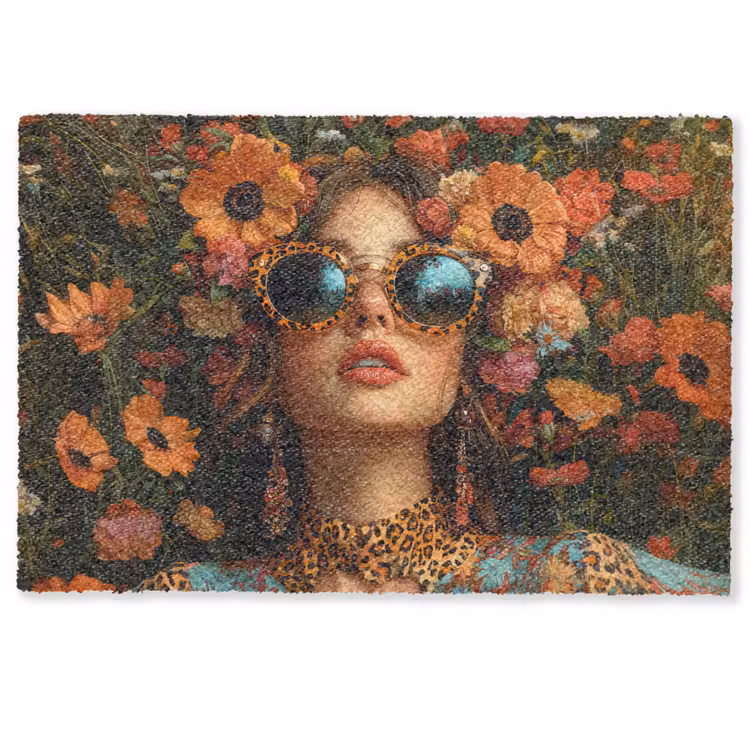 Fußmatte - Frauen - Blumen - Modern - Brille - Abstrakt — 1