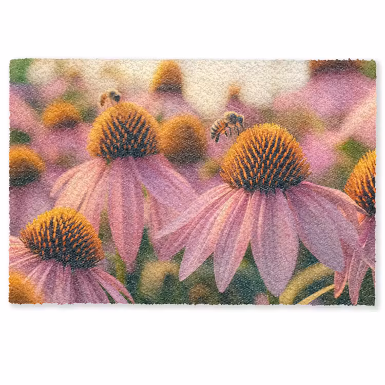 Fußmatte - Blumen - Lila - Bienen — 1