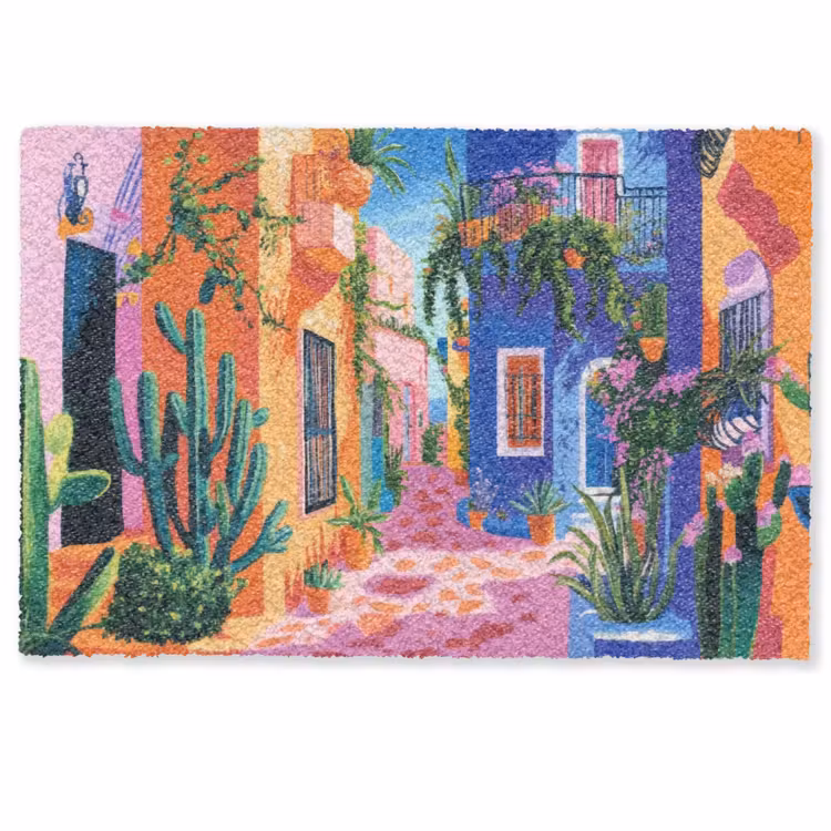 Fußmatte - Gelb - Blau - Orange - Haus — 1