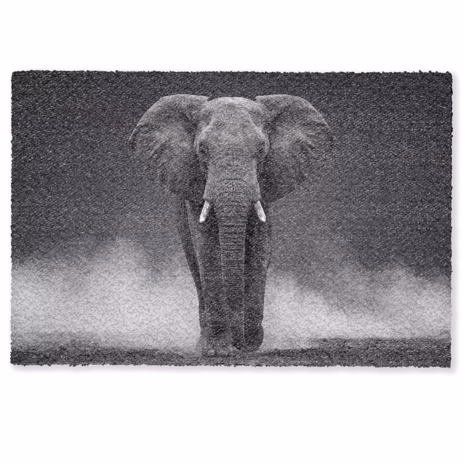 Fußmatte - Elefant - Schwarz - Weiß - Rauch — 1