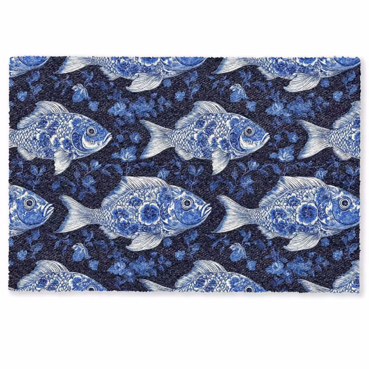 Fußmatte - Fische - Blumen - Blau — 1