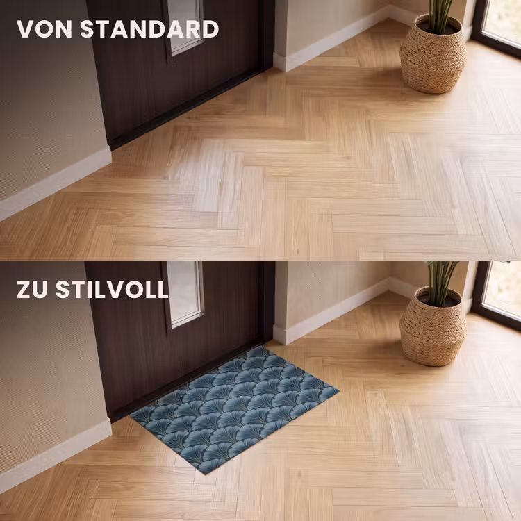 Fußmatte - Muster - Ginkgo-Blatt - Blau — 3