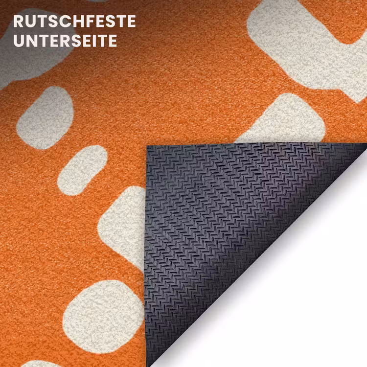Fußmatte - Orange - Karomuster - Weiß — 6