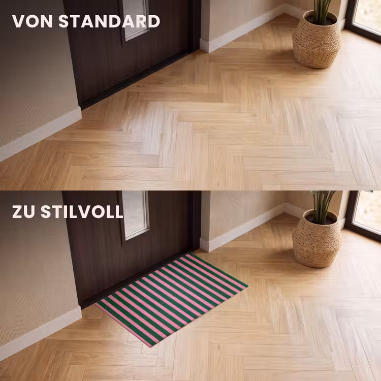 Fußmatte - Vertikale Streifen - Grün - Rosa — 3