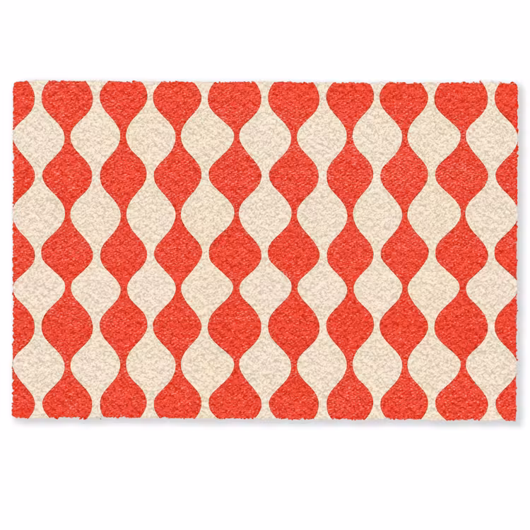Fußmatte - Wellenförmiges Muster - Retro - Rot - Beige — 1